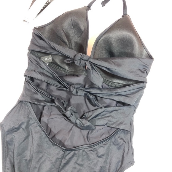 La Blanca Island Goddess Black Halter One Piece 6 - Picture 7 of 11